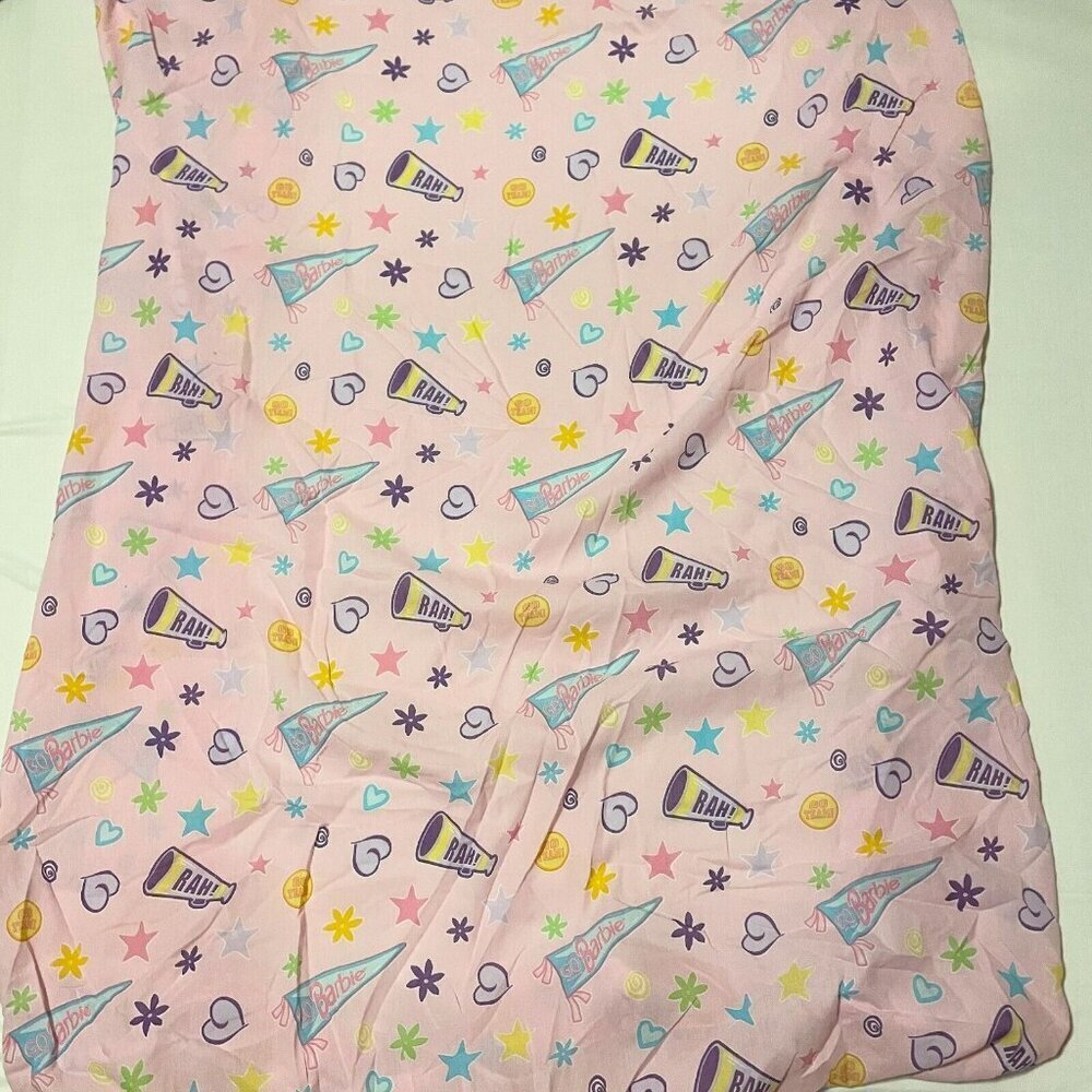 Vintage 1998 Barbie Cheerleader Go Team Cheer Full Fitted Sheet